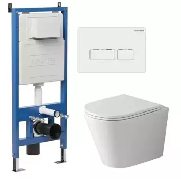 Комплект инсталляция с унитазом, крышкой и кнопкой смыва «Grossman» 97.4478SQ.03.000 безободковый белый
