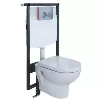 Комплект инсталляция с унитазом, крышкой и кнопкой смыва «Vitra» Zentrum 9012B003-7206 белый/хром