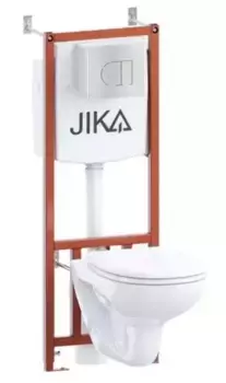 Комплект инсталляция с унитазом, крышкой и кнопкой смыва «Jika» Dino 8613730040009 безободковый белый