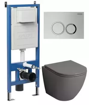 Комплект инсталляция с унитазом, крышкой и кнопкой смыва «Grossman» 97.4455GMS.01.110 безободковый