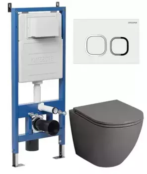 Комплект инсталляция с унитазом, крышкой и кнопкой смыва «Grossman» 97.4455GMS.02.000 безободковый