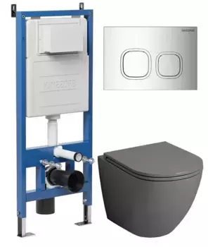 Комплект инсталляция с унитазом, крышкой и кнопкой смыва «Grossman» 97.4455GMS.02.100 безободковый