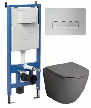 Комплект инсталляция с унитазом, крышкой и кнопкой смыва «Grossman» 97.4455GMS.03.110 безободковый