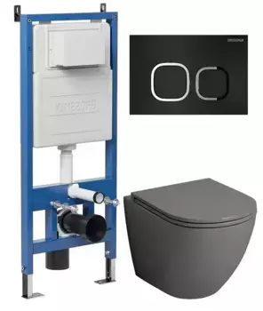 Комплект инсталляция с унитазом, крышкой и кнопкой смыва «Grossman» 97.4455GMS.02.210 безободковый