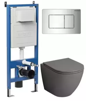 Комплект инсталляция с унитазом, крышкой и кнопкой смыва «Grossman» 97.4455GMS.04.10M безободковый