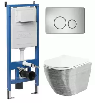 Комплект инсталляция с унитазом, крышкой и кнопкой смыва «Grossman» 97.4455SWS.05.12M безободковый