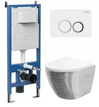 Комплект инсталляция с унитазом, крышкой и кнопкой смыва «Grossman» 97.4455SWS.01.000 безободковый