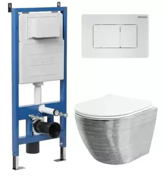 Комплект инсталляция с унитазом, крышкой и кнопкой смыва «Grossman» 97.4455SWS.04.01M безободковый