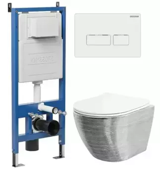 Комплект инсталляция с унитазом, крышкой и кнопкой смыва «Grossman» 97.4455SWS.03.000 безободковый