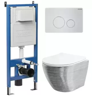 Комплект инсталляция с унитазом, крышкой и кнопкой смыва «Grossman» 97.4455SWS.05.01M безободковый