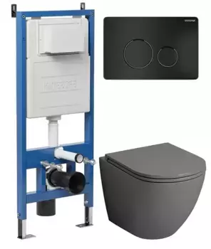 Комплект инсталляция с унитазом, крышкой и кнопкой смыва «Grossman» 97.4455GMS.05.21M безободковый