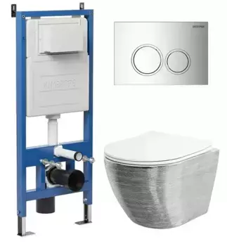 Комплект инсталляция с унитазом, крышкой и кнопкой смыва «Grossman» 97.4455SWS.01.100 безободковый