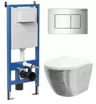 Комплект инсталляция с унитазом, крышкой и кнопкой смыва «Grossman» 97.4455SWS.04.10M безободковый