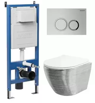 Комплект инсталляция с унитазом, крышкой и кнопкой смыва «Grossman» 97.4455SWS.01.110 безободковый