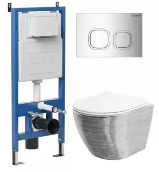 Комплект инсталляция с унитазом, крышкой и кнопкой смыва «Grossman» 97.4455SWS.02.100 безободковый