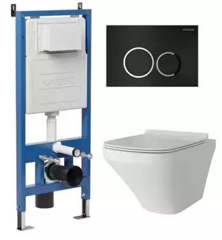 Комплект инсталляция с унитазом, крышкой и кнопкой смыва «Grossman» 97.4440S.01.210 безободковый белый