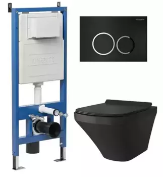 Комплект инсталляция с унитазом, крышкой и кнопкой смыва «Grossman» 97.4440BMS.01.210 безободковый черный матовый