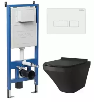 Комплект инсталляция с унитазом, крышкой и кнопкой смыва «Grossman» 97.4440BMS.03.000 безободковый черный матовый