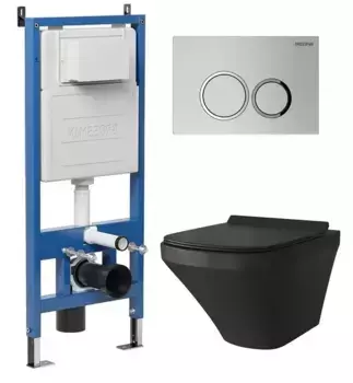 Комплект инсталляция с унитазом, крышкой и кнопкой смыва «Grossman» 97.4440BMS.01.110 безободковый черный матовый