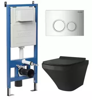 Комплект инсталляция с унитазом, крышкой и кнопкой смыва «Grossman» 97.4440BMS.01.100 безободковый черный матовый