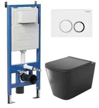 Комплект инсталляция с унитазом, крышкой и кнопкой смыва «Grossman» 97.4441BMS.01.000 безободковый черный матовый