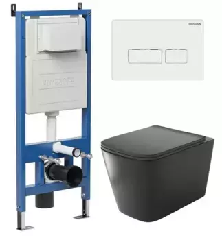 Комплект инсталляция с унитазом, крышкой и кнопкой смыва «Grossman» 97.4441BMS.03.000 безободковый черный матовый