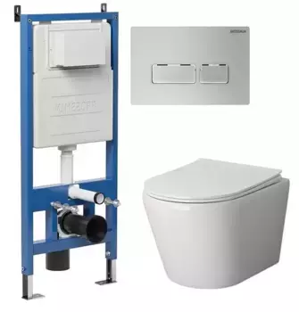 Комплект инсталляция с унитазом, крышкой и кнопкой смыва «Grossman» 97.4478S.03.110 безободковый белый