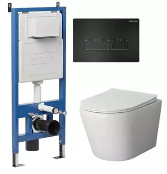 Комплект инсталляция с унитазом, крышкой и кнопкой смыва «Grossman» 97.4478S.03.210 безободковый белый