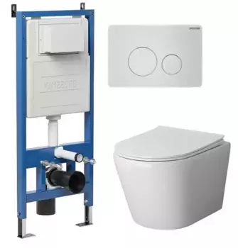 Комплект инсталляция с унитазом, крышкой и кнопкой смыва «Grossman» 97.4478S.05.01M безободковый белый