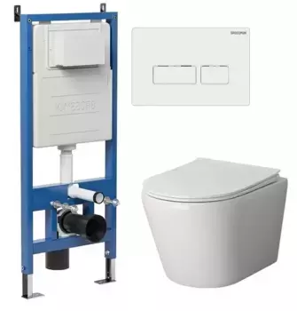 Комплект инсталляция с унитазом, крышкой и кнопкой смыва «Grossman» 97.4478S.03.000 безободковый белый