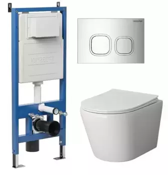 Комплект инсталляция с унитазом, крышкой и кнопкой смыва «Grossman» 97.4478S.02.100 безободковый белый