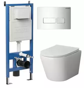 Комплект инсталляция с унитазом, крышкой и кнопкой смыва «Grossman» 97.4478S.03.100 безободковый белый