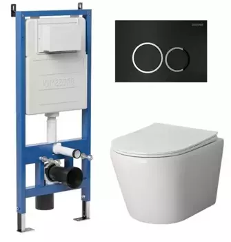 Комплект инсталляция с унитазом, крышкой и кнопкой смыва «Grossman» 97.4478S.01.210 безободковый белый