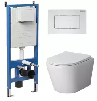 Комплект инсталляция с унитазом, крышкой и кнопкой смыва «Grossman» 97.4478S.04.01M безободковый белый