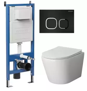 Комплект инсталляция с унитазом, крышкой и кнопкой смыва «Grossman» 97.4478S.02.210 безободковый белый