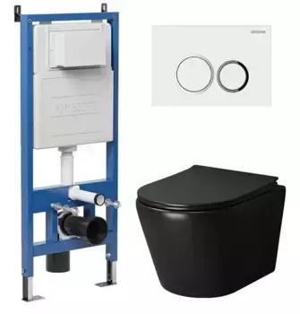 Комплект инсталляция с унитазом, крышкой и кнопкой смыва «Grossman» 97.4478BMS.01.000 безободковый черный матовый