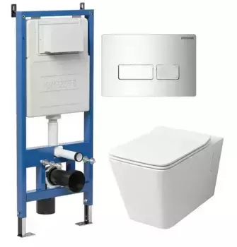 Комплект инсталляция с унитазом, крышкой и кнопкой смыва «Grossman» 97.4414S.03.100 безободковый белый