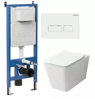 Комплект инсталляция с унитазом, крышкой и кнопкой смыва «Grossman» 97.4414S.03.000 безободковый белый