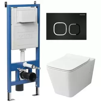 Комплект инсталляция с унитазом, крышкой и кнопкой смыва «Grossman» 97.4414S.02.210 безободковый белый