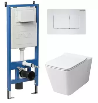 Комплект инсталляция с унитазом, крышкой и кнопкой смыва «Grossman» 97.4414S.04.01M безободковый белый