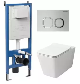 Комплект инсталляция с унитазом, крышкой и кнопкой смыва «Grossman» 97.4414S.02.110 безободковый белый