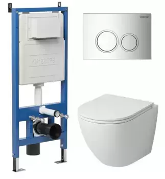 Комплект инсталляция с унитазом, крышкой и кнопкой смыва «Grossman» 97.4455MS.01.100 безободковый белый матовый