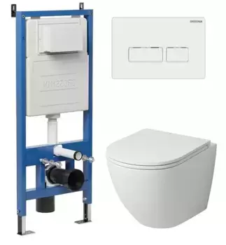 Комплект инсталляция с унитазом, крышкой и кнопкой смыва «Grossman» 97.4455MS.03.000 безободковый белый матовый