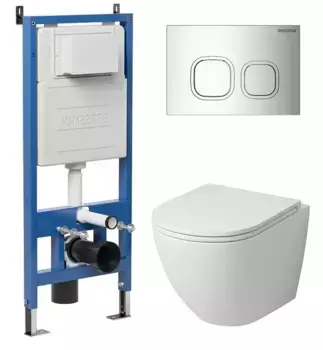 Комплект инсталляция с унитазом, крышкой и кнопкой смыва «Grossman» 97.4455MS.02.100 безободковый белый матовый