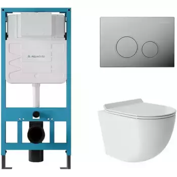 Комплект инсталляция с унитазом, крышкой и кнопкой смыва «Aqueduto» Ovo AQDS007T безободковый белый