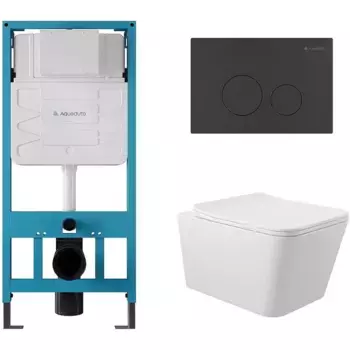 Комплект инсталляция с унитазом, крышкой и кнопкой смыва «Aqueduto» Macio AQDS006 безободковый белый