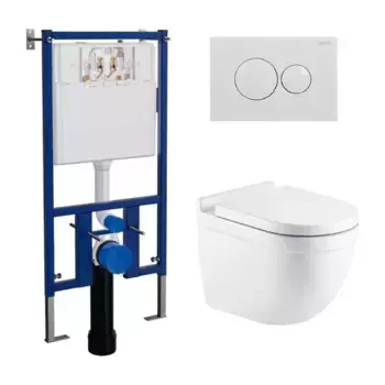 Комплект инсталляция с унитазом, крышкой и кнопкой смыва «Loranto» Fora 4501+7310+AZ-0017 E-R безободковый белый