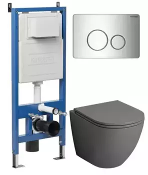 Комплект инсталляция с унитазом, крышкой и кнопкой смыва «Grossman» 97.4455GMS.05.10M безободковый