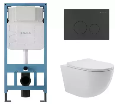 Комплект инсталляция с унитазом, крышкой и кнопкой смыва «Aqueduto» Tecnica Circulo Ovo AQDS020 безободковый белый глянцевый