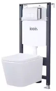 Комплект инсталляция с унитазом, крышкой и кнопкой смыва «Iddis» BASBI01i73 Bild/Profix безободковый белый